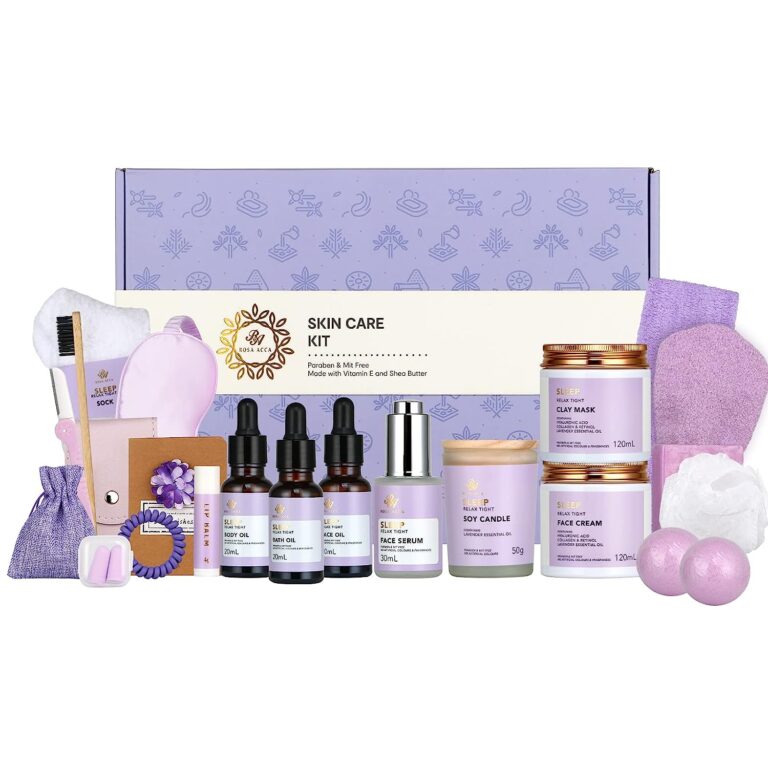 Bath and Body At Home Spa Kit, Self-care Relaxation Gift, Skin Care Collection plus essential oil, Hyaluronic Acid, Vitamin E